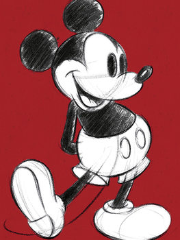 Mickey Mouse - Retro Red Billede på lærred