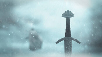 Billede på lærred Old iron viking sword with celtic