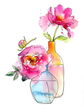 Billede på lærred Peony in vases, 2016,