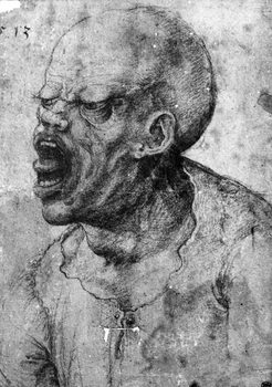 Billede på lærred Portrait of a Man Shouting (charcoal on paper)