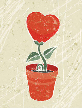 Billede på lærred Small seedling with Heart Flower