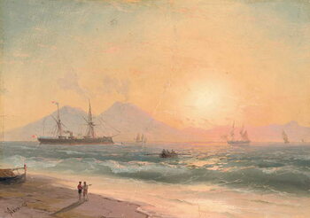 Billede på lærred Watching Ships at Sunset,