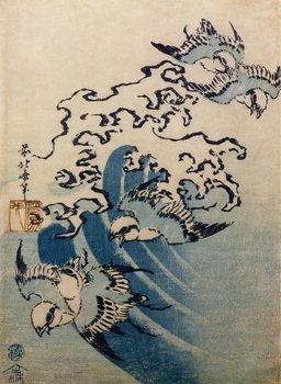 Billede på lærred Waves and Birds, c.1825
