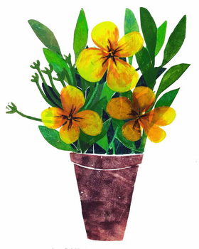Billede på lærred yellow plant pot