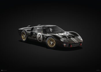 Reproducción de arte Ford GT40 - Black - 24h Le Mans - 1966