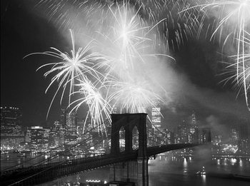Reproducción de arte Nueva York - Fireworks over the Brooklyn Bridge
