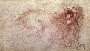 Leinwand Poster Sketch of a roaring lion