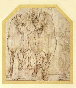 Leinwand Poster Study of Horses and Riders, c.1480