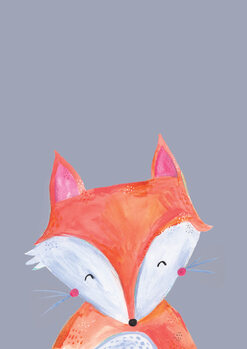 Leinwand Poster Woodland fox on grey