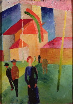 Bild auf Leinwand Church Decorated with Flags
