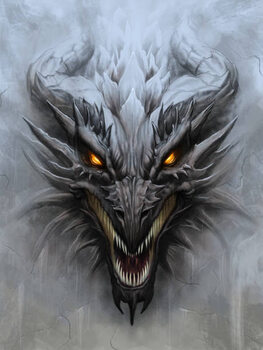 Bild auf Leinwand Dragon head on stone background