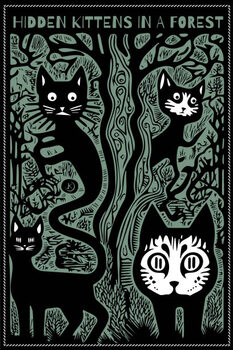 Bild auf Leinwand Hidden kittens in a forest
