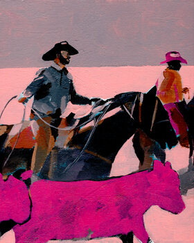 Bild auf Leinwand Pink cows, c. 2024