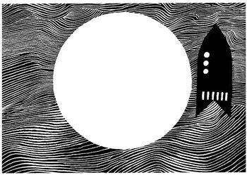 Bild auf Leinwand Space Ship Moon