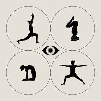 Bild auf Leinwand Women doing yoga abstract poster. Monochrome