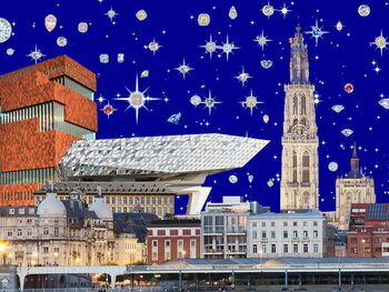 Bilde på lerret Antwerp by night, 2018, screenprint