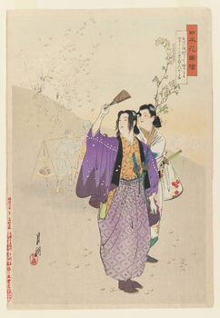 Bilde på lerret Dandies Admire Falling Cherry Blossoms