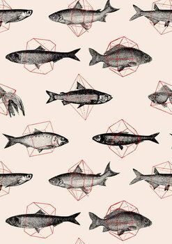 Bilde på lerret Fishes in Geometrics