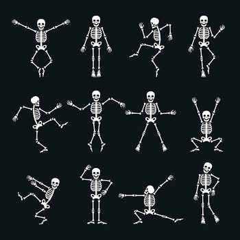 Bilde på lerret Funny dancing skeleton set