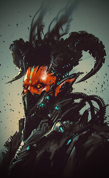 Bilde på lerret futuristic character,robotic demon