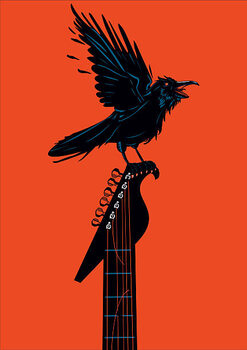 Bilde på lerret Raven with a guitar