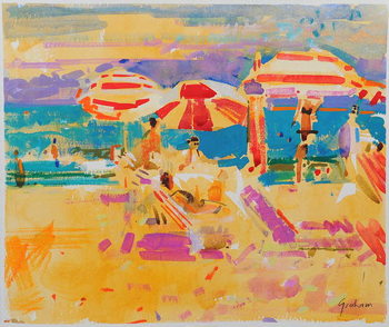 Bilde på lerret Red Parasols, Miami