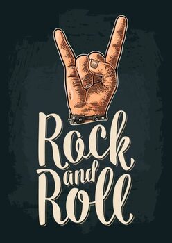 Bilde på lerret Rock and Roll sign. Vector black