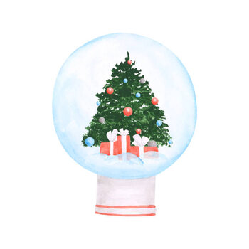 Bilde på lerret Snow globe isolated on a white
