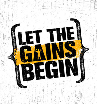 Samolepka Let The Gains Begin. Workout and