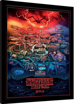 Poster incorniciato Stranger Things - Hawkins Town