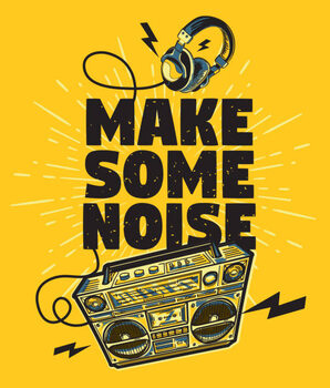 Autocolant Make some noise musical design with boom box