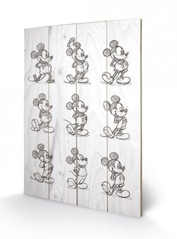 Tavla i trä Musse Pigg (Mickey Mouse) - Sketched - Multi