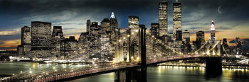 Innrammet plakat Manhattan - Night & moon