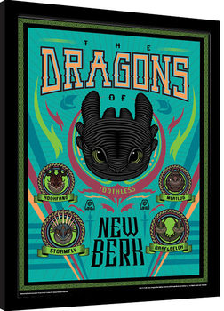 Cómo entrenar a tu dragón 3 - The Dragons Of New Berk Poster enmarcado
