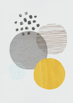 Print op canvas Abstract mustard and grey