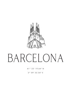 Illustration Barcelona coordinates with Sagrada Familia temple
