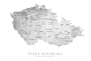 Mapa Česká republika (gray watercolor)