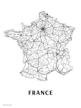 Mapa France black & white