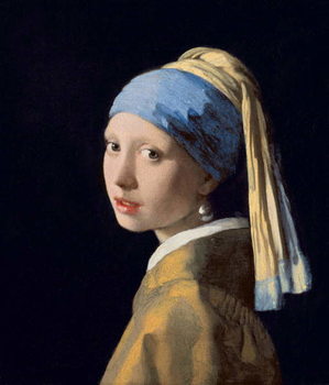 Billede på lærred Girl with a Pearl Earring, c.1665-6