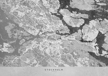 Mapa Gray vintage map of Stockholm