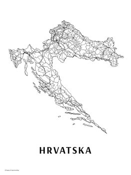 Mapa Hrvatska black & white
