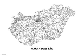 Mapa Hungary black & white
