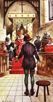 Konsttryck Joan of Arc being tried by a church court