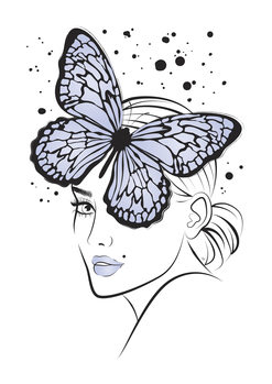 Ilustrace Lady Butterfly Blue