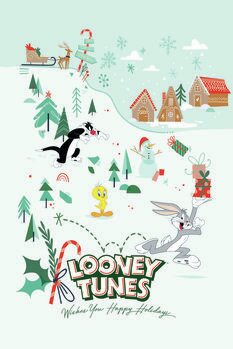 Druk artystyczny Looney Tunes - Boże Narodzenie