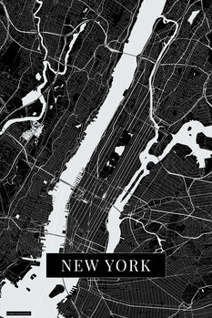 Mapa New York black