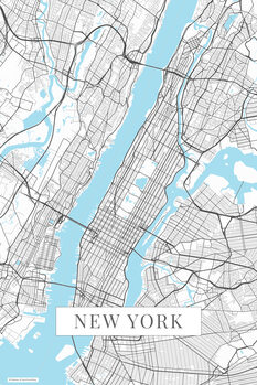 Карта New York white
