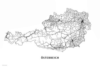 Mapa Österreich black & white
