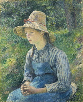 Kunstdruk Peasant Girl with a Straw Hat, 1881