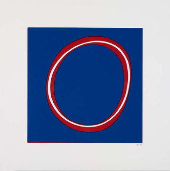 Kunsttryk Red Circle on Blue